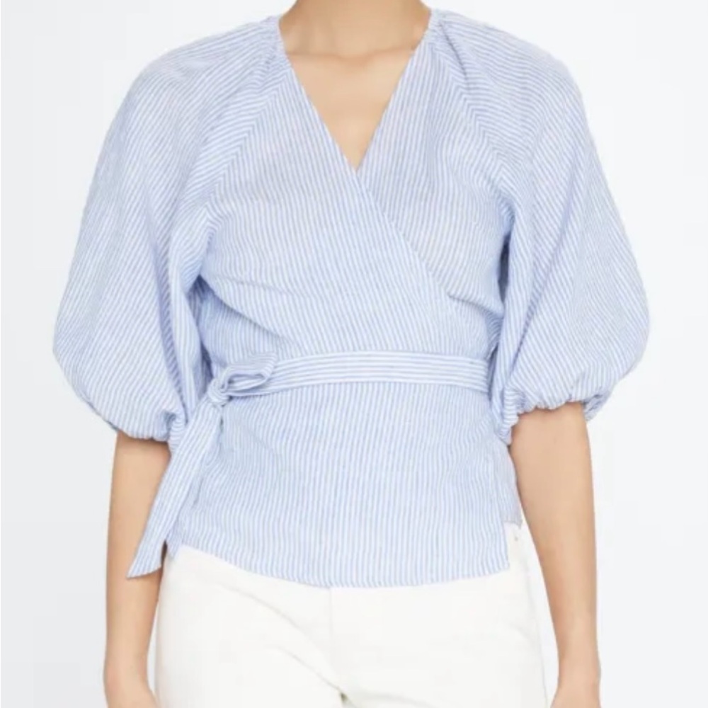 Jonathan Simkhai— Katrina Linen Wrap Blouse. Size XS. Originally $245